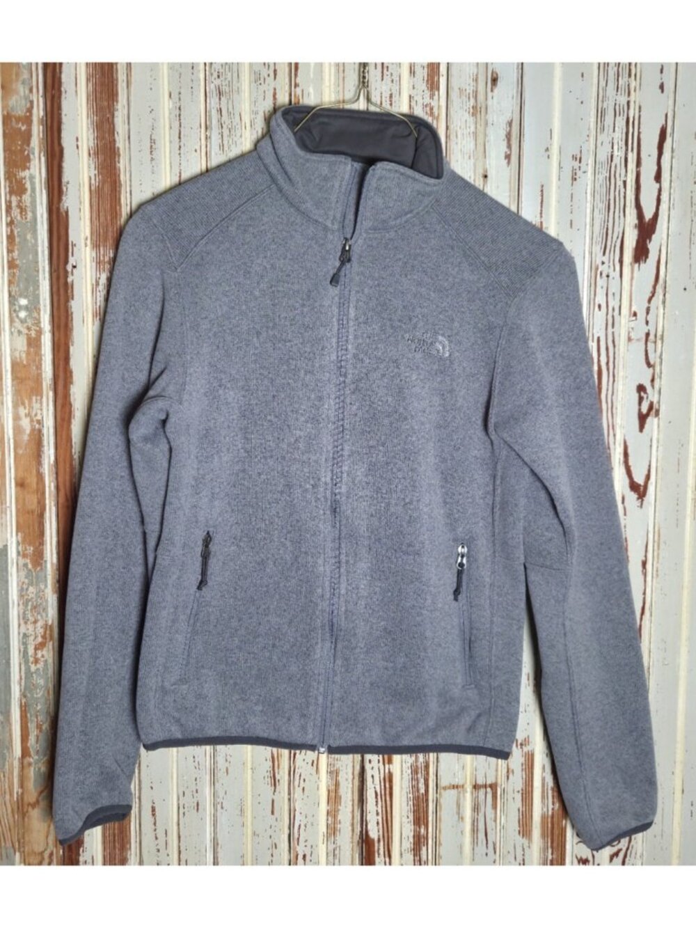 The North Face Sweater Knit Fleece Jacket Men's Size Small Gray Full Zip